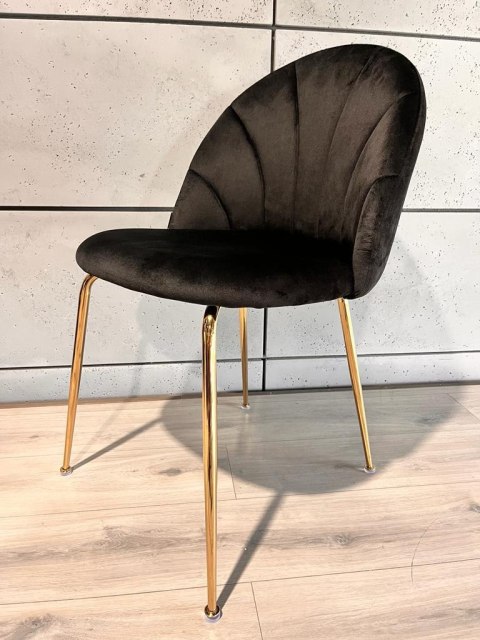 Krzesło tapicerowane CAMILA BLACK VELVET GOLD Lugano Krzesło tapicerowane CAMILA BLACK VELVET GOLD Lugano