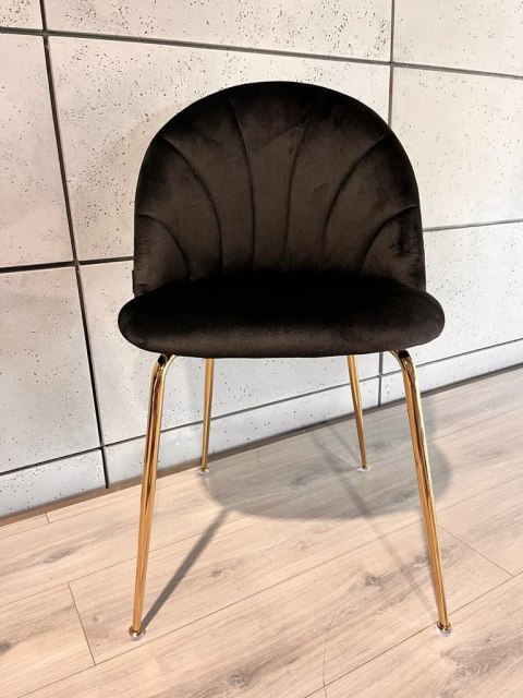 Krzesło tapicerowane CAMILA BLACK VELVET GOLD Lugano Krzesło tapicerowane CAMILA BLACK VELVET GOLD Lugano