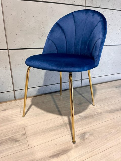 Krzesło tapicerowane CAMILA BLUE VELVET GOLD Lugano Krzesło tapicerowane CAMILA BLUE VELVET GOLD Lugano