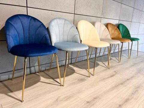 Krzesło tapicerowane CAMILA BLUE VELVET GOLD Lugano Krzesło tapicerowane CAMILA BLUE VELVET GOLD Lugano