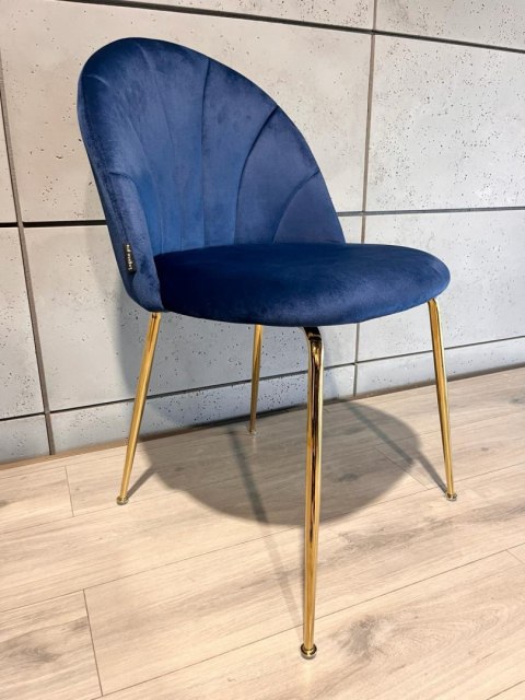 Krzesło tapicerowane CAMILA BLUE VELVET GOLD Lugano Krzesło tapicerowane CAMILA BLUE VELVET GOLD Lugano