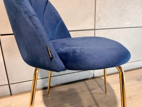 Krzesło tapicerowane CAMILA BLUE VELVET GOLD Lugano Krzesło tapicerowane CAMILA BLUE VELVET GOLD Lugano