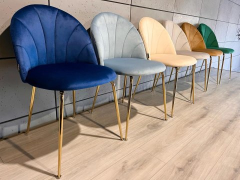 Krzesło tapicerowane CAMILA BLUE VELVET GOLD Lugano Krzesło tapicerowane CAMILA BLUE VELVET GOLD Lugano