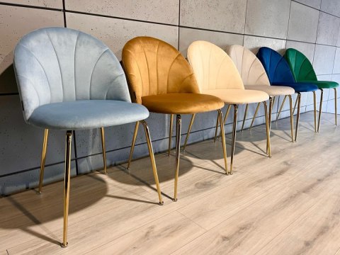 Krzesło tapicerowane CAMILA LIGHT BLUE VELVET GOLD Lugano Krzesło tapicerowane CAMILA LIGHT BLUE VELVET GOLD Lugano