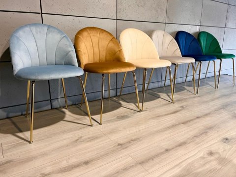 Krzesło tapicerowane CAMILA LIGHT BLUE VELVET GOLD Lugano Krzesło tapicerowane CAMILA LIGHT BLUE VELVET GOLD Lugano