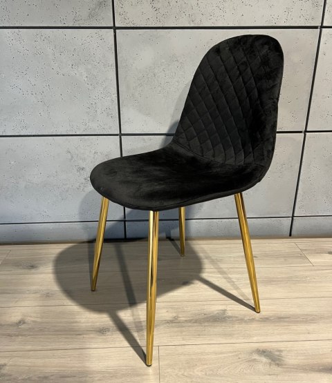 Krzesło tapicerowane CARO VELVET BLACK GOLD Lugano Krzesło tapicerowane CARO VELVET BLACK GOLD Lugano