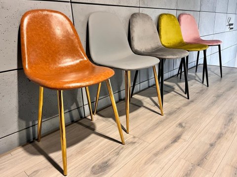 Krzesło tapicerowane GIULIA BROWN PU GOLD Lugano Krzesło tapicerowane GIULIA BROWN PU GOLD Lugano