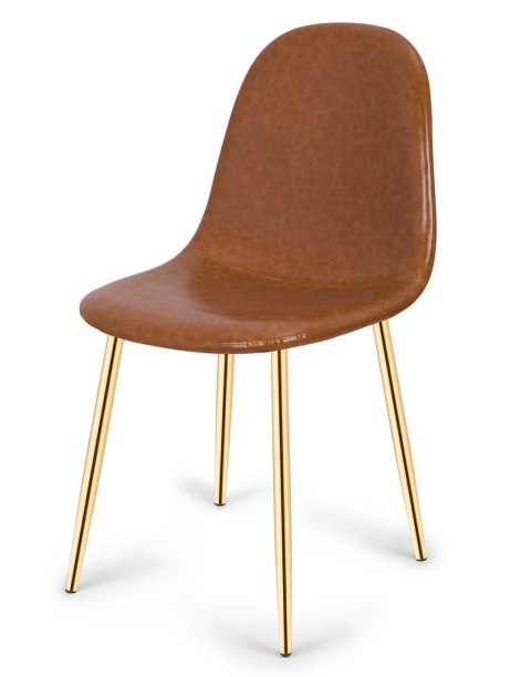 Krzesło tapicerowane GIULIA BROWN PU GOLD Lugano Krzesło tapicerowane GIULIA BROWN PU GOLD Lugano