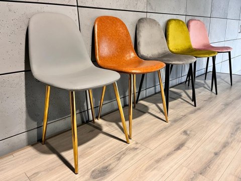 Krzesło tapicerowane GIULIA GREY PU GOLD Lugano Krzesło tapicerowane GIULIA GREY PU GOLD Lugano