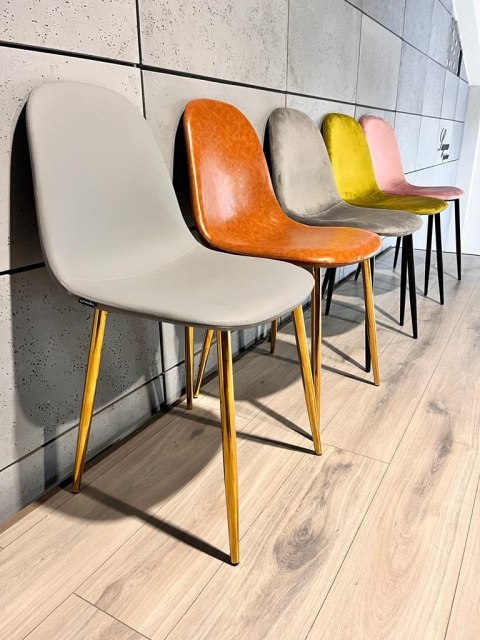 Krzesło tapicerowane GIULIA GREY PU GOLD Lugano Krzesło tapicerowane GIULIA GREY PU GOLD Lugano