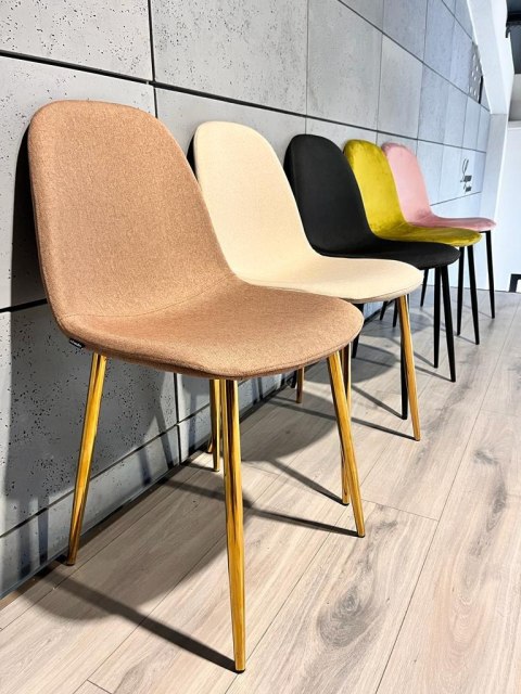 Krzesło tapicerowane GIULIA LATTE FABRIC GOLD Lugano Krzesło tapicerowane GIULIA LATTE FABRIC GOLD Lugano