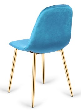 Krzesło tapicerowane GIULIA SEA BLUE VELVET GOLD Lugano