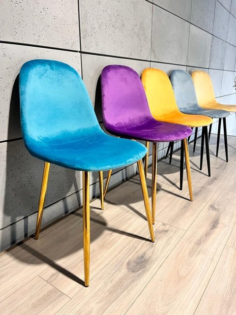 Krzesło tapicerowane GIULIA SEA BLUE VELVET GOLD Lugano Krzesło tapicerowane GIULIA SEA BLUE VELVET GOLD Lugano