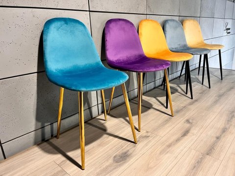 Krzesło tapicerowane GIULIA SEA BLUE VELVET GOLD Lugano Krzesło tapicerowane GIULIA SEA BLUE VELVET GOLD Lugano