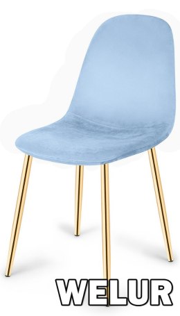 Krzesło tapicerowane GIULIA SKY BLUE VELVET GOLD II GATUNEK Lugano