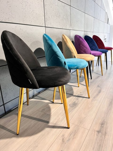 Krzesło tapicerowane GLORIA BLACK VELVET GOLD Lugano Krzesło tapicerowane GLORIA BLACK VELVET GOLD Lugano