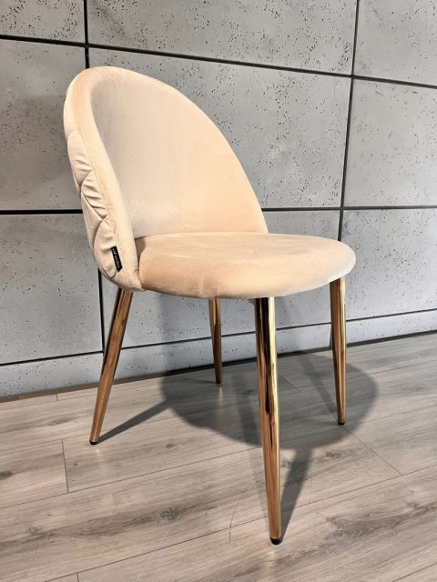 Krzesło tapicerowane GLORIA CREAM VELVET GOLD Lugano Krzesło tapicerowane GLORIA CREAM VELVET GOLD Lugano
