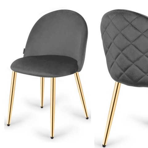Krzesło tapicerowane GLORIA DARK GREY VELVET GOLD Lugano Krzesło tapicerowane GLORIA DARK GREY VELVET GOLD Lugano