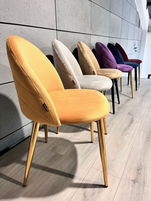 Krzesło tapicerowane GLORIA MUSTARD VELVET GOLD Lugano Krzesło tapicerowane GLORIA MUSTARD VELVET GOLD Lugano