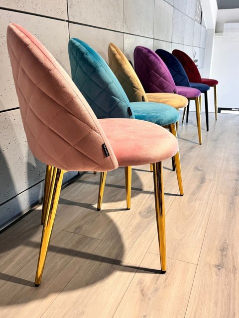 Krzesło tapicerowane GLORIA PINK VELVET GOLD Lugano Krzesło tapicerowane GLORIA PINK VELVET GOLD Lugano