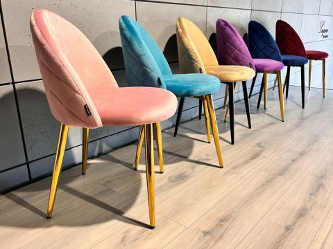 Krzesło tapicerowane GLORIA PINK VELVET GOLD Lugano Krzesło tapicerowane GLORIA PINK VELVET GOLD Lugano
