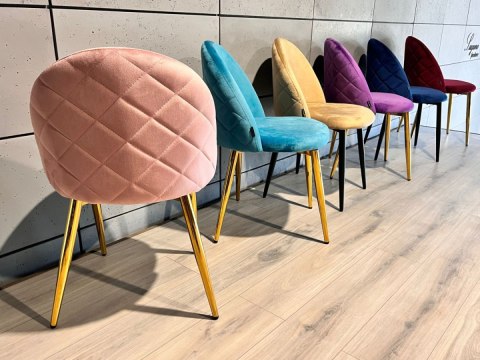 Krzesło tapicerowane GLORIA PINK VELVET GOLD Lugano Krzesło tapicerowane GLORIA PINK VELVET GOLD Lugano