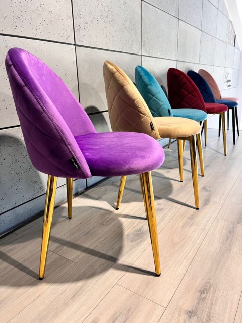Krzesło tapicerowane GLORIA PURPLE VELVET GOLD Lugano Krzesło tapicerowane GLORIA PURPLE VELVET GOLD Lugano