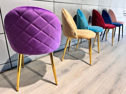 Krzesło tapicerowane GLORIA PURPLE VELVET GOLD Lugano Krzesło tapicerowane GLORIA PURPLE VELVET GOLD Lugano