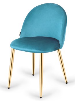 Krzesło tapicerowane GLORIA SEA BLUE VELVET GOLD Lugano