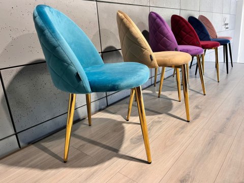 Krzesło tapicerowane GLORIA SEA BLUE VELVET GOLD Lugano Krzesło tapicerowane GLORIA SEA BLUE VELVET GOLD Lugano