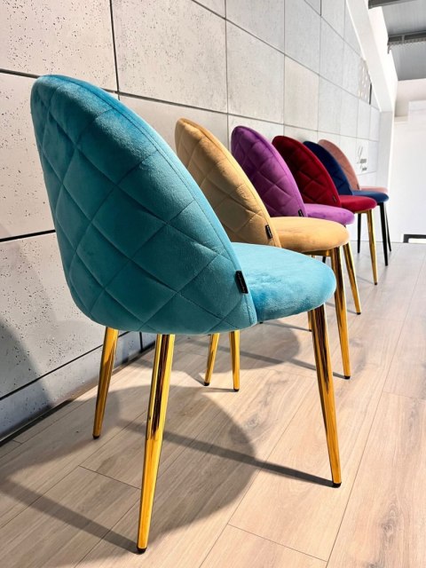 Krzesło tapicerowane GLORIA SEA BLUE VELVET GOLD Lugano Krzesło tapicerowane GLORIA SEA BLUE VELVET GOLD Lugano