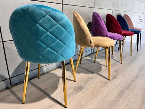 Krzesło tapicerowane GLORIA SEA BLUE VELVET GOLD Lugano Krzesło tapicerowane GLORIA SEA BLUE VELVET GOLD Lugano
