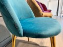 Krzesło tapicerowane GLORIA SEA BLUE VELVET GOLD Lugano