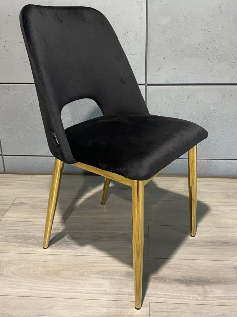 Krzesło tapicerowane GOTI BLACK VELVET GOLD Lugano Krzesło tapicerowane GOTI BLACK VELVET GOLD Lugano
