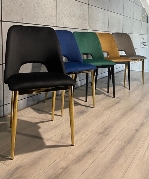 Krzesło tapicerowane GOTI BLACK VELVET GOLD Lugano Krzesło tapicerowane GOTI BLACK VELVET GOLD Lugano