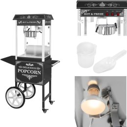 Profesjonalna wydajna maszyna do popcornu mobilna na wózku 230V 1.6kW czarna Royal Catering
