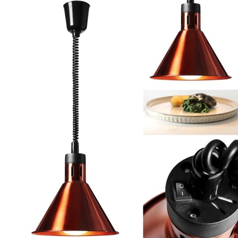 Lampa grzewcza do potraw na podczerwień IR wisząca miedziana śr. 27 cm 250 W Royal Catering