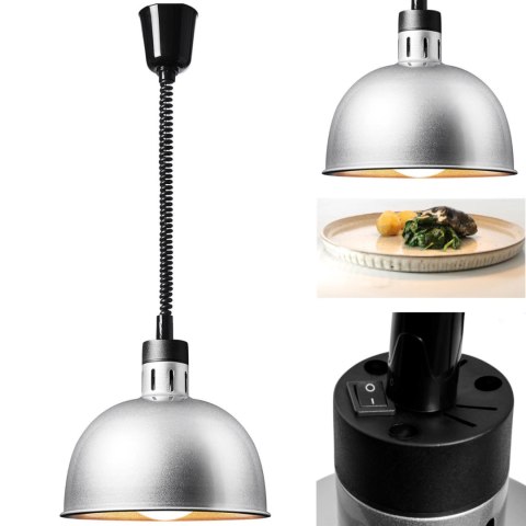 Lampa grzewcza do potraw na podczerwień IR wisząca srebrna śr. 28.5 cm 250 W Royal Catering