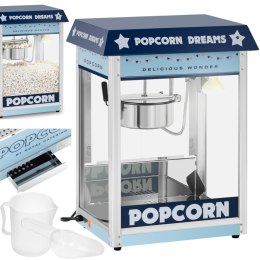 Maszyna automat urządzenie do prażenia popcornu retro TEFLON 1600 W 5-6 kg/h - niebieska Royal Catering