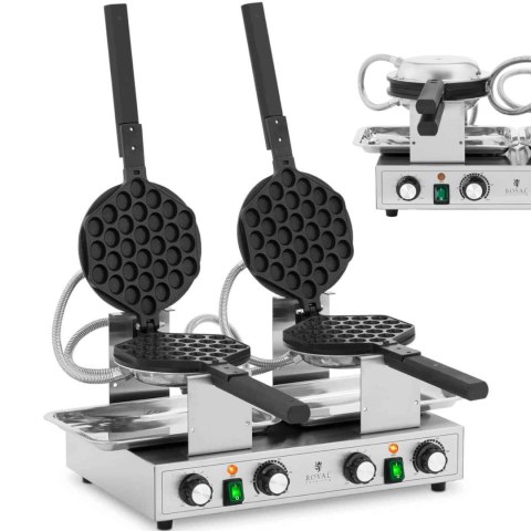 Gofrownica bąbelkowa podwójna do gofrów bubble waffle TEFLON 2 x 1400 W Royal Catering