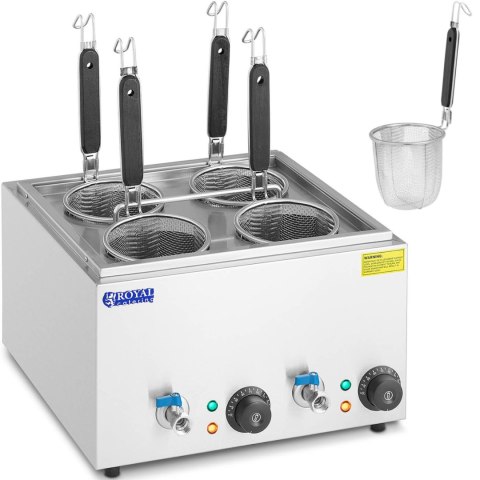 Makaroniarka warnik do gotowania makaronu z kranikami 4 kosze 2 x 6,5 l 3000 W Royal Catering