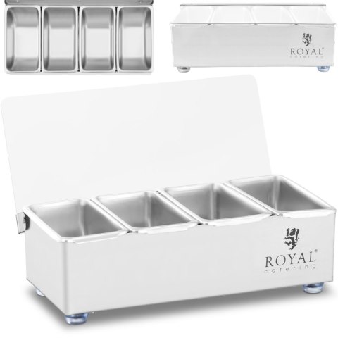 Pojemnik organizer barmański na dodatki do drinków z pokrywką 4 x 0.4 l Royal Catering