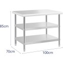 Stół blat roboczy centralny 2 półki 100 x 70 cm Royal Catering