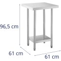 Stół blat roboczy centralny stalowy z półką 61 x 61 cm Royal Catering