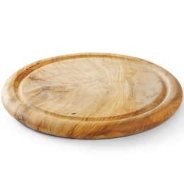 Deska do serwowania wędlin serów przekąsek z drewna oliwnego okrągła śr. 260 mm Hendi