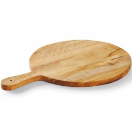Deska do serwowania wędlin serów z drewna oliwnego okrągła z uchwytem śr. 320 mm Hendi