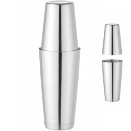 Shaker bostoński 2 częściowy do drinków koktajli Tin on Tin 0.8 l - srebrny Bar Up