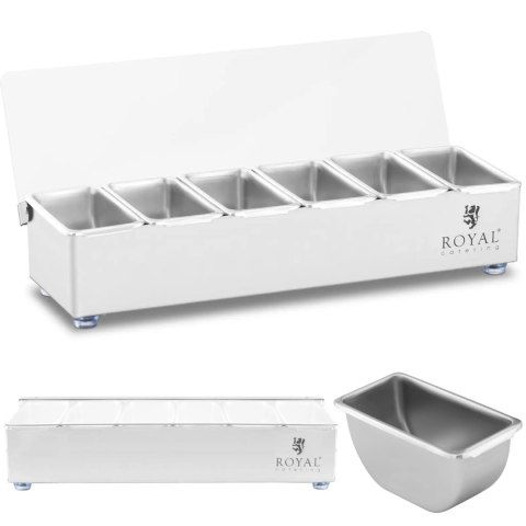 Pojemnik organizer barmański na dodatki do drinków z pokrywką 6 x 0.4 l Royal Catering