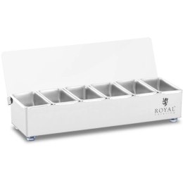 Pojemnik organizer barmański na dodatki do drinków z pokrywką 6 x 0.4 l Royal Catering
