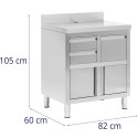 Szafka pod ekspres do kawy z rantem 2 szuflady pojemnik STAL 60x82x95 cm Royal Catering